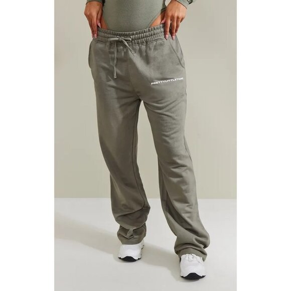 PrettyLittleThing Pants - Light Green Straight Leg Logo Joggers - Med